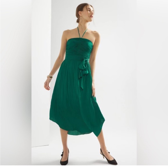 WHBM $170 Strapless Pleated Tie-Waist Dress - Picture 5 of 8